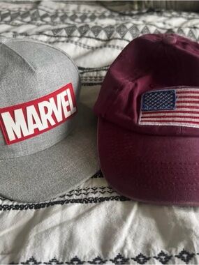 Marvel Gray Snapback & Burgundy Cap Two-Pack